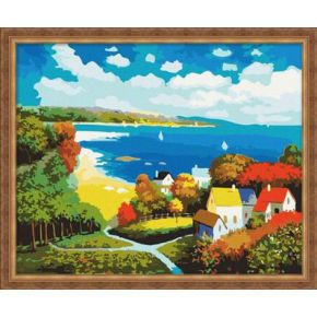 Ölgemälde für anfänger- Leinwand Ölgemälde set-diy kunst set-g107 seelandschaft malen nach zahlen