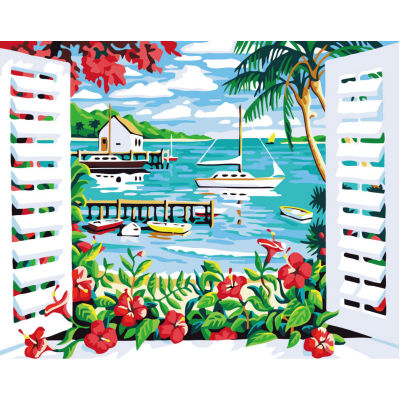 Seascape malerei mit Zahlen- en7123- astmd- 4236 acrylfarbe- Lack Junge 40*50cm