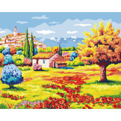 En71-3- astmd- 4236 acryl paintby Zahl- Landschaft schönen Baum blume Photo Paint Junge 40*50cm