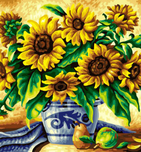Flor pintura al óleo por los números 40 * 50 cm pinturas al óleo de girasol G242
