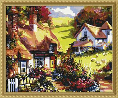 acrylic painting by numbers - paint boy 40*50cm-factory flower and house design