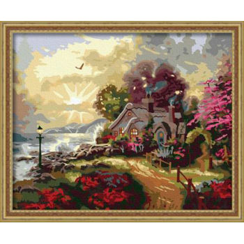 oil painting beginner kit-canvas oil painting set-diy art set landscape painting by numbers G097