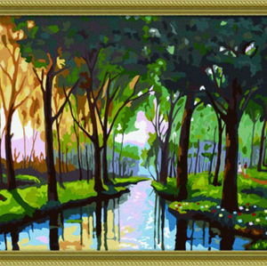 landscape diy digital oil painting - EN71-3 - ASTMD-4236 acrylic paint - tree picture painting