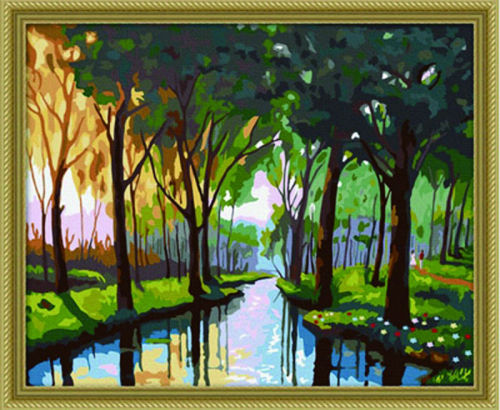 landscape diy digital oil painting - EN71-3 - ASTMD-4236 acrylic paint - tree picture painting