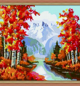 De la lona, Pintura acrílica, Pintura al óleo principiante kit árbol de la imagen del río pintura al óleo