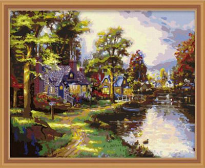 Diy oil pictures by numbers-oil painting beginner kit- landscape canvas oil painting set-diy art
