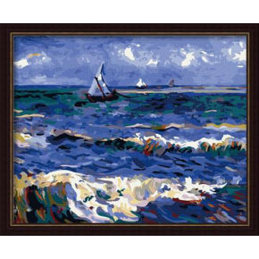 Abstact seelandschaft malerei mit Zahlen- Umwelt acrylfarbe- g124