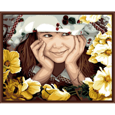 Ausgezeichneten Leinwand handgefertigt färbung von Zahlen- kleines Mädchen foto malerei kunst-kit