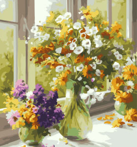 two bottle flowers - diy digital oil painting - manufactor - EN71,CE,SGS - OEM