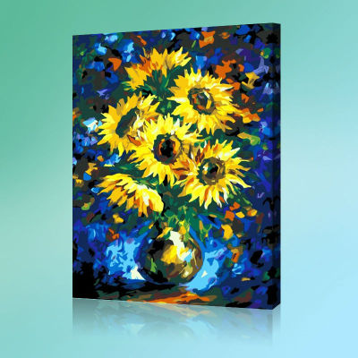 diy oil paint by numbers - manufactor - EN71,CE,SGS - OEM-sunflower painting set