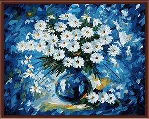 YIWU manufactory in stock white flower canvas oil painting