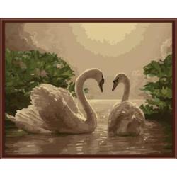 Fábrica caliente de la venta en stock diy cisnes pintura al óleo by número