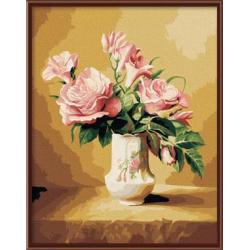 Venta al por mayor CE flores en florero pintura al óleo moderna by número