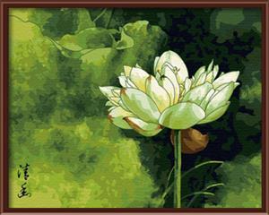 Yiwu manufacturer on canvas lotus flower oil painting by number