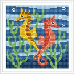 Bz035 enmarcado lona sea horse 2.5 mm cuadrado diamante bricolaje