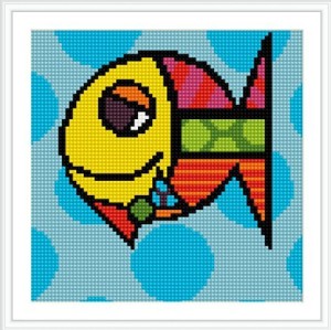 BZ069 wholesale abstract fish design diy cross diamond painting for home decor