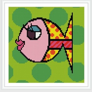 BZ068 20x20cm fish design diy square diamond cross stitch for home decor