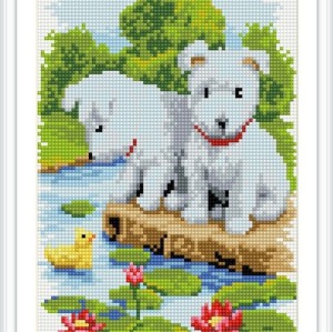 wall art little dog diy diamond painting on canvas with wooden frame CZ028