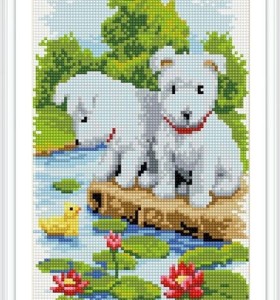 full dog pattern paint boy diamond painting with wooden frame CZ017