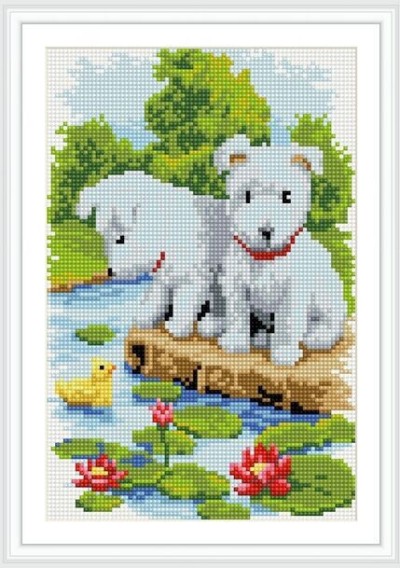 full dog pattern paint boy diamond painting with wooden frame CZ017
