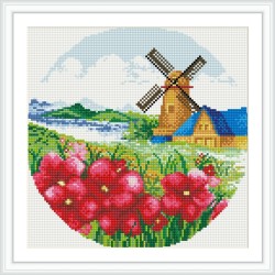 Topper molino de viento y flowr 2.5 mm taladro completa diy diamond pintura punto de cruz