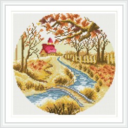 Dz036 paisaje de otoño taladro completa diy diamond pinturas punto de cruz