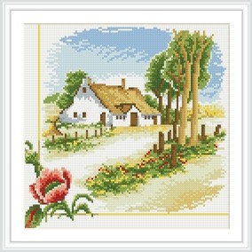 Dz037 paisaje de primavera 2.5 mm taladro completa diy pinturas diamond cross stitch decoración del hogar