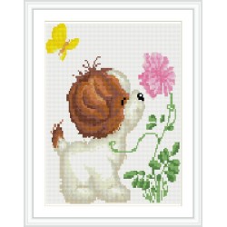 2.5mm runden Diamanten malerei hund blume bild rz025