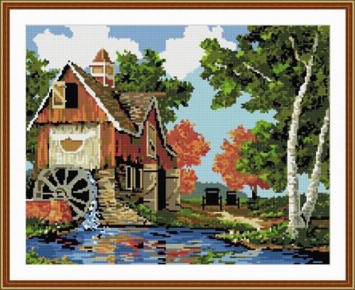 landscape new round diy diamond painting by number with flower picture yiwu factory GZ047
