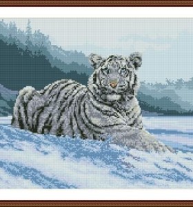 Diamante bricolaje hogar de la lona pintura de animales del tigre foto GZ084