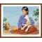new round diy diamond painting by numbers little girl and animal picture GZ048