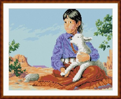 new round diy diamond painting by numbers little girl and animal picture GZ048