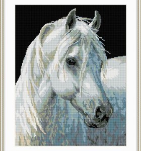 Blanco pintura de animales diamante foto del caballo fábrica de yiwu GZ069