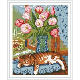 diy art diamond painting animal cat and flower picture GZ079