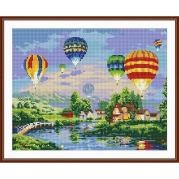 new diy crystal diamond mosaic painting fire ballboon landscape photo GZ066