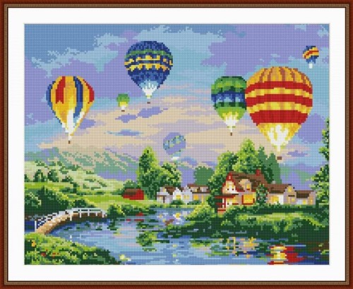 new diy crystal diamond mosaic painting fire ballboon landscape photo GZ066