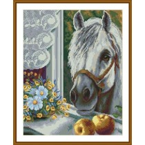 GZ136 OEM white horse 2.5mm full square diamond painting for home decor