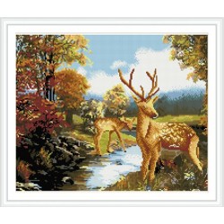 gz237 wand kunst hirsche leinwand diamant malerei mit holzrahmen