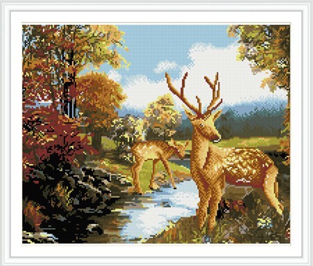 GZ237 wall art deer canvas diamond painting with wooden frame