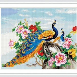 GZ281yiwu art suppliers peacock round diamond painting for wall decoration