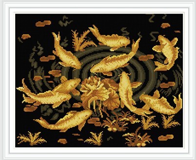 GZ298 golden fish diamond painting embroidery kits for home decorative