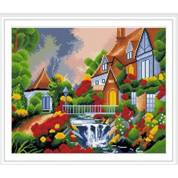 GZ254 landscape full round diamond painting with wooden frame