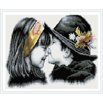 little girl and boy kiss picture kids diamond canvas painting GZ346