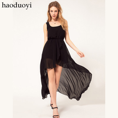 elegant asymmetric sweep women chiffon dovetail dresses haoduoyi