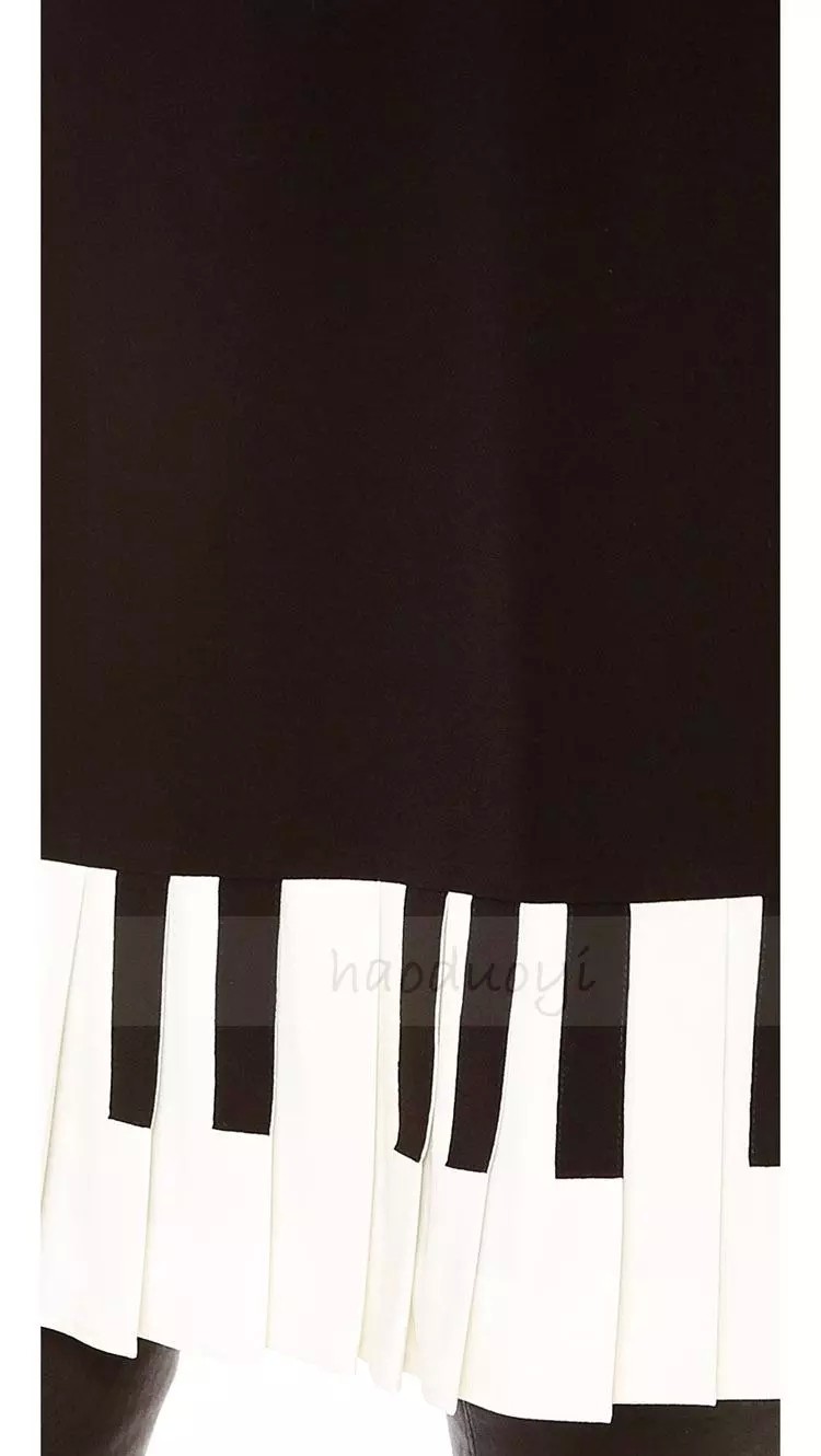 Women Black and White Patchwork Piano Hem Mini Dresses with Lining OL Sleeveless Dress for Wholesale Haoduoyi