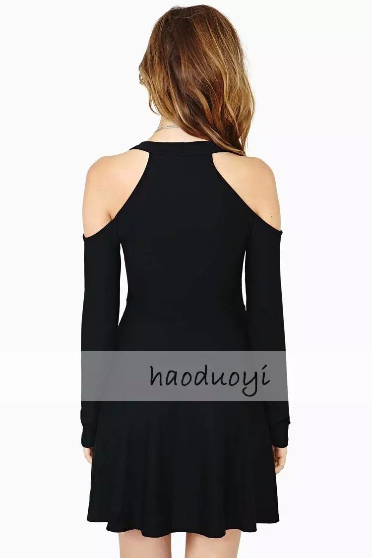 Women Long Sleeves Mini Dress off Shoulder Strap A Line Dresses for Wholesale Haoduoyi