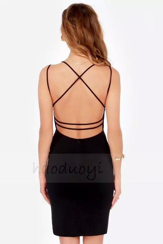 Womens High Stretch Slim Fitness Tight Dress Straps Backless Sexy Dresses for Wholesale Haoduoyi