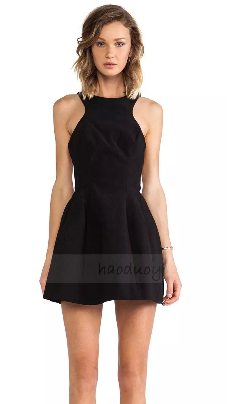 Women Black Shoulderless Mini Dress Sexy A Line Dresses for Wholesale Haoduoyi
