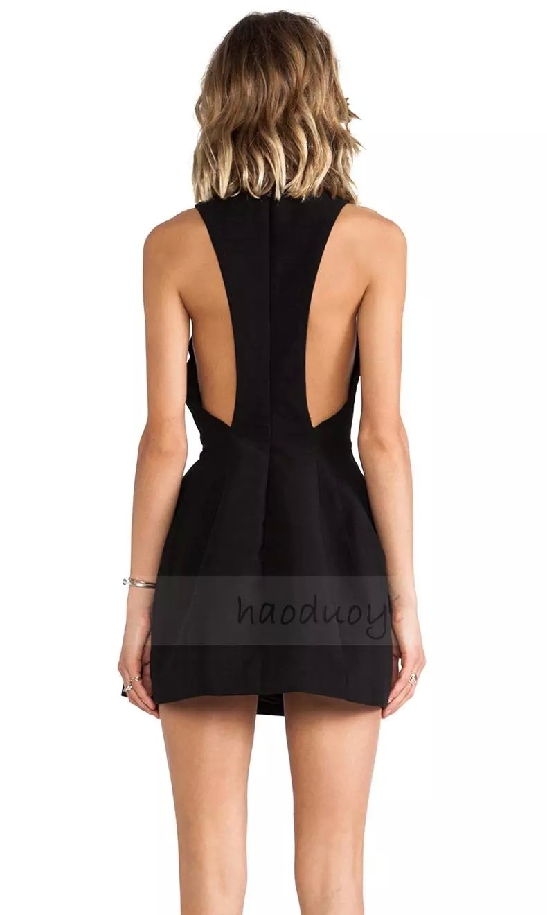 Women Black Shoulderless Mini Dress Sexy A Line Dresses for Wholesale Haoduoyi