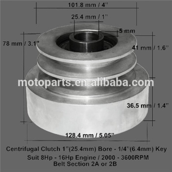 Heavy duty pedals go kart centrifugal clutch pulley